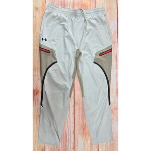 Under Armour Mens Woven Pants XL Beige Gray Loose Fit Athletic Joggers NWOT